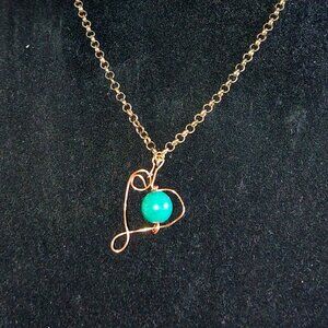 18" Necklace with wire and bead pendant